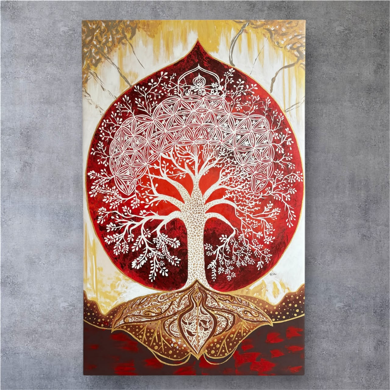 Wildflower Sanctuary — Wall Murals by Nisha Arts, Floral 3D relief panel with LED backlight, 2025
