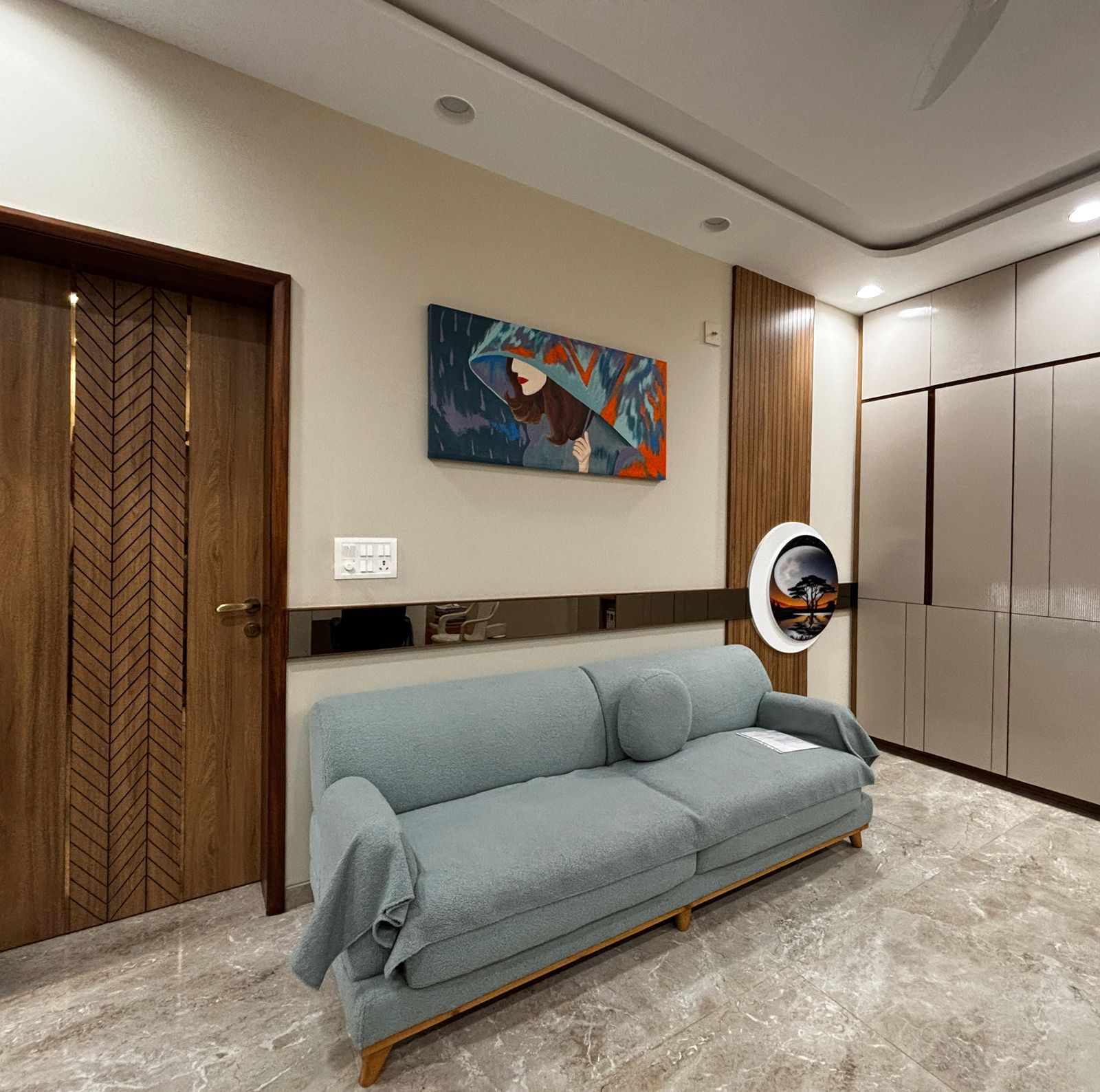 Backlit wall art panel installation